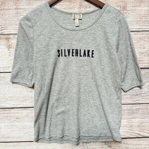 Mo:vint By Anthropologie Silverlake Graphic Ribbed Knit Top Gray Women’s Size L